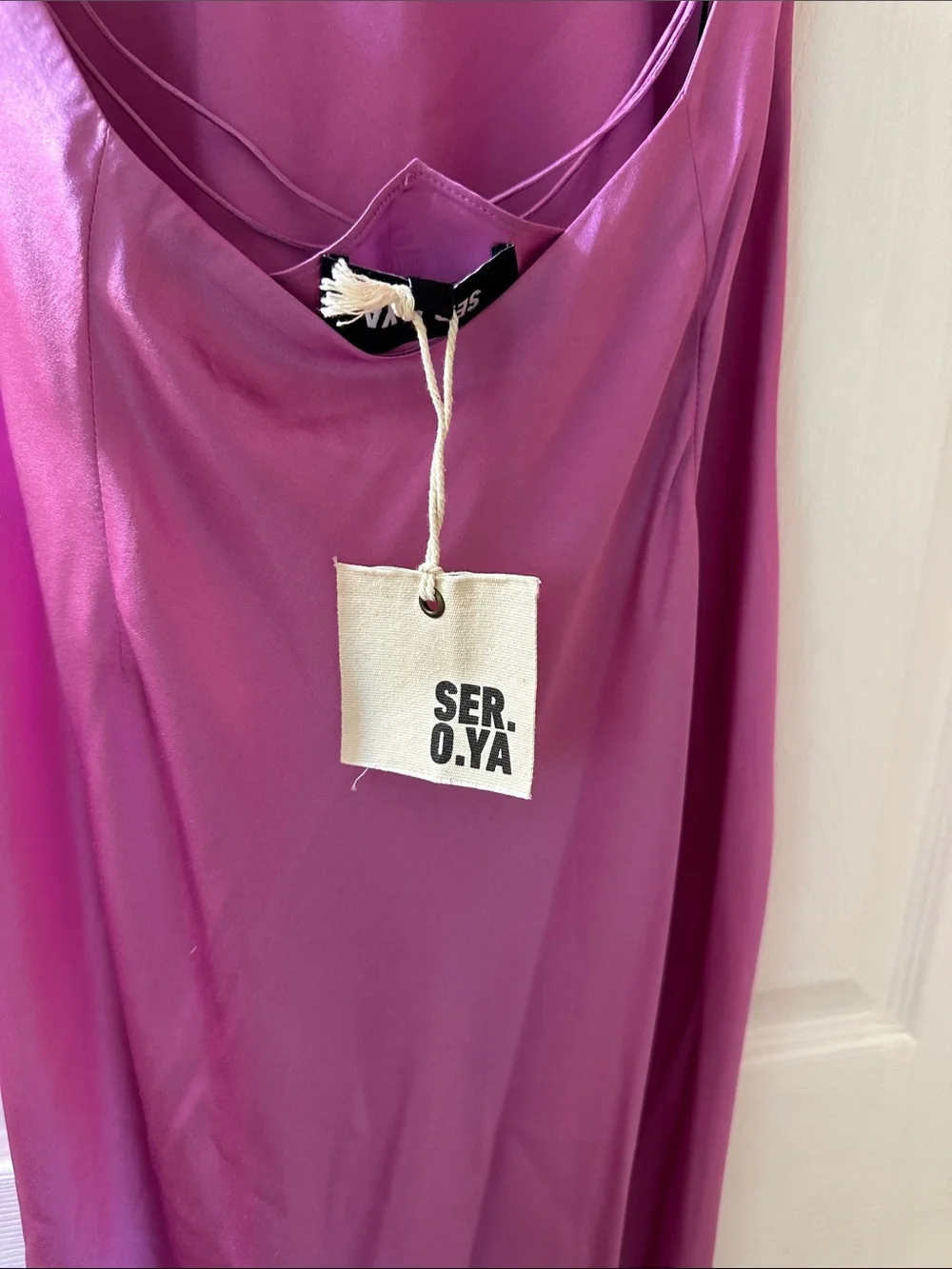 SER.O.YA Pink Silk Asymmetric Sweet Heart Neckline Long Dress Size S - Picture 5 of 16